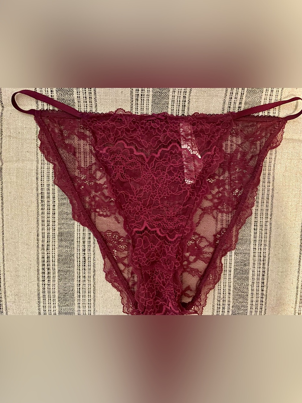 NWT Victoria’s Secret Dream Angels Lace String Bikini Panty - Burgundy Kir